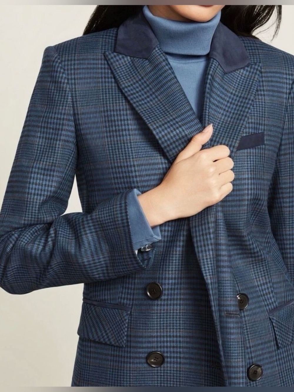 Veronica Beard Dickey Plaid Wool-Blend Ellette Double-Breasted Blazer Jacket 4